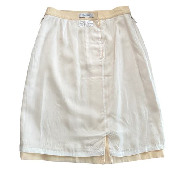 Vintage 1990s Max Mara Virgin Wool Skirt US 12 Cream Made In Italy Knee Length - Picture 6 of 6